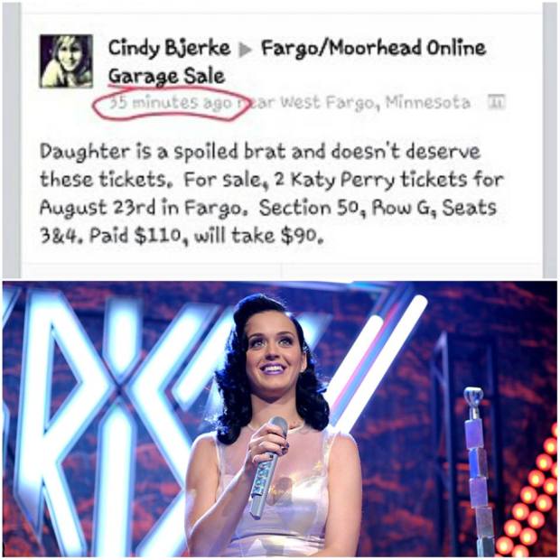Mom sells Katy Perry tickets on fb