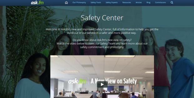Ask.fm Safety Center Screenshot